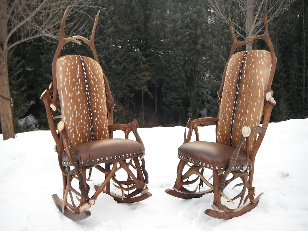 Matching Elk Rocking Chairs w/ Axis Hide