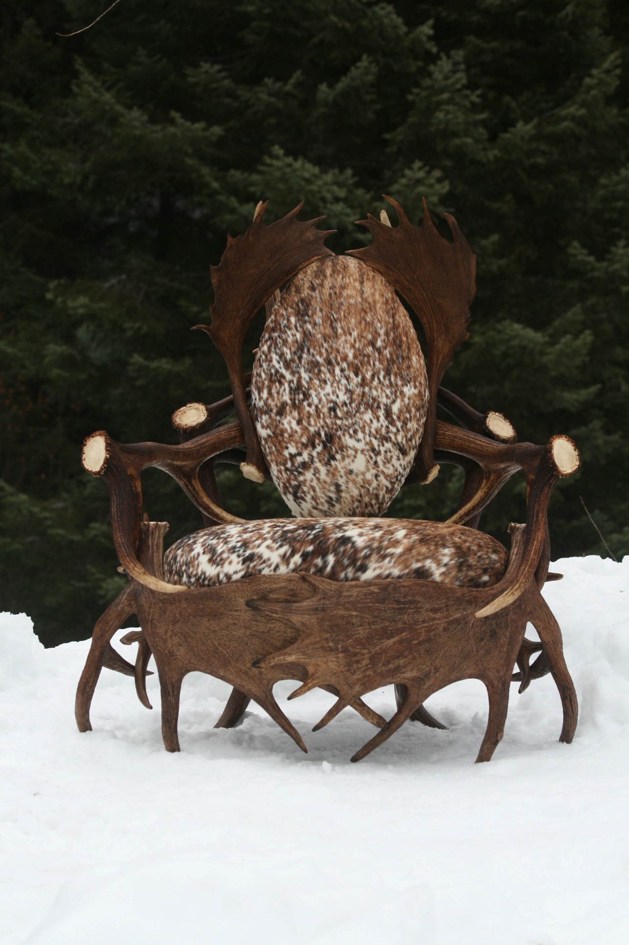 Large Single Moose Elk Fallow Chair