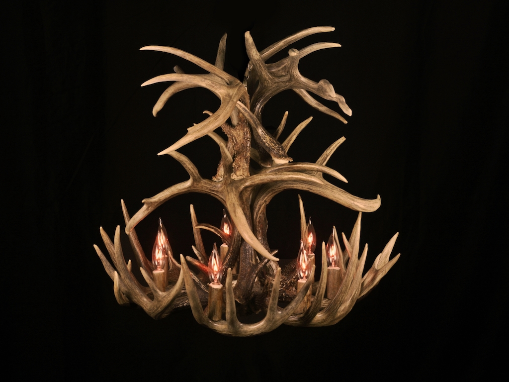 Tall White Tail Chandelier