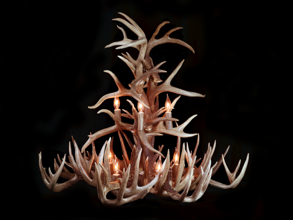 Extended Tall White Tail Chandelier