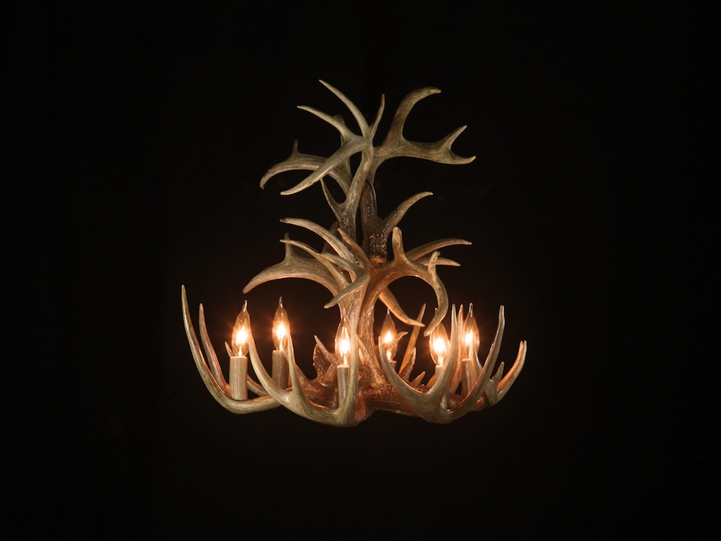 Small Tall White Tail Chandelier