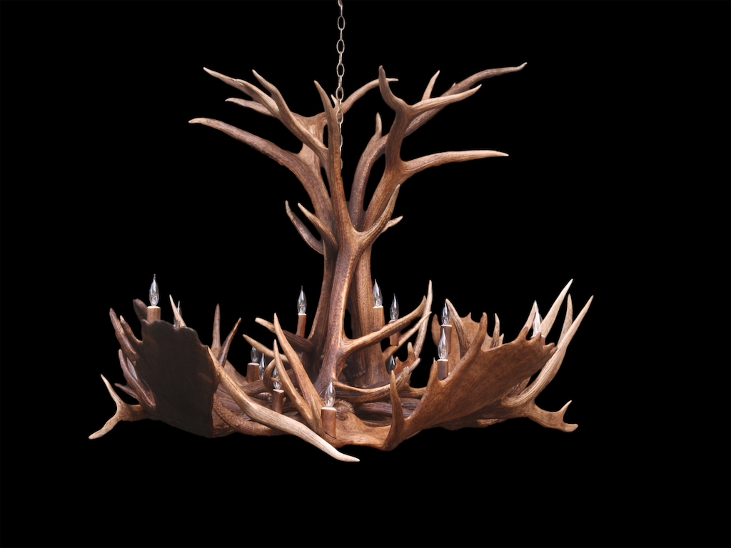 Large Elk Moose Spoke Chandelier